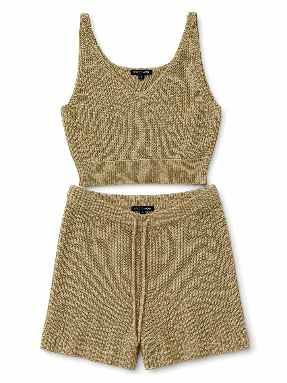 FASHION NOVA GOLD CROCHET COVER UP SET SMALL